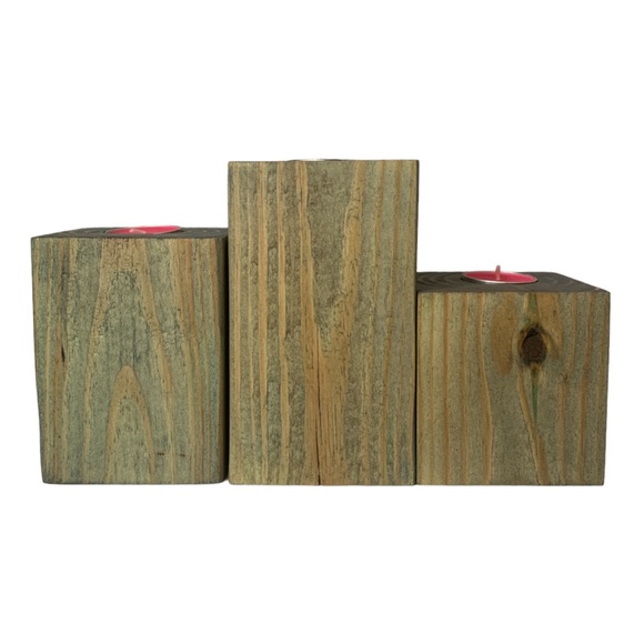 Hand Crafted | Accents | Handmade Wooden Tea Light Candle Holder Set Of ...